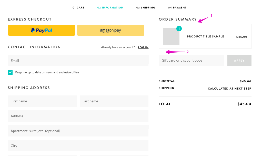 Sample checkout